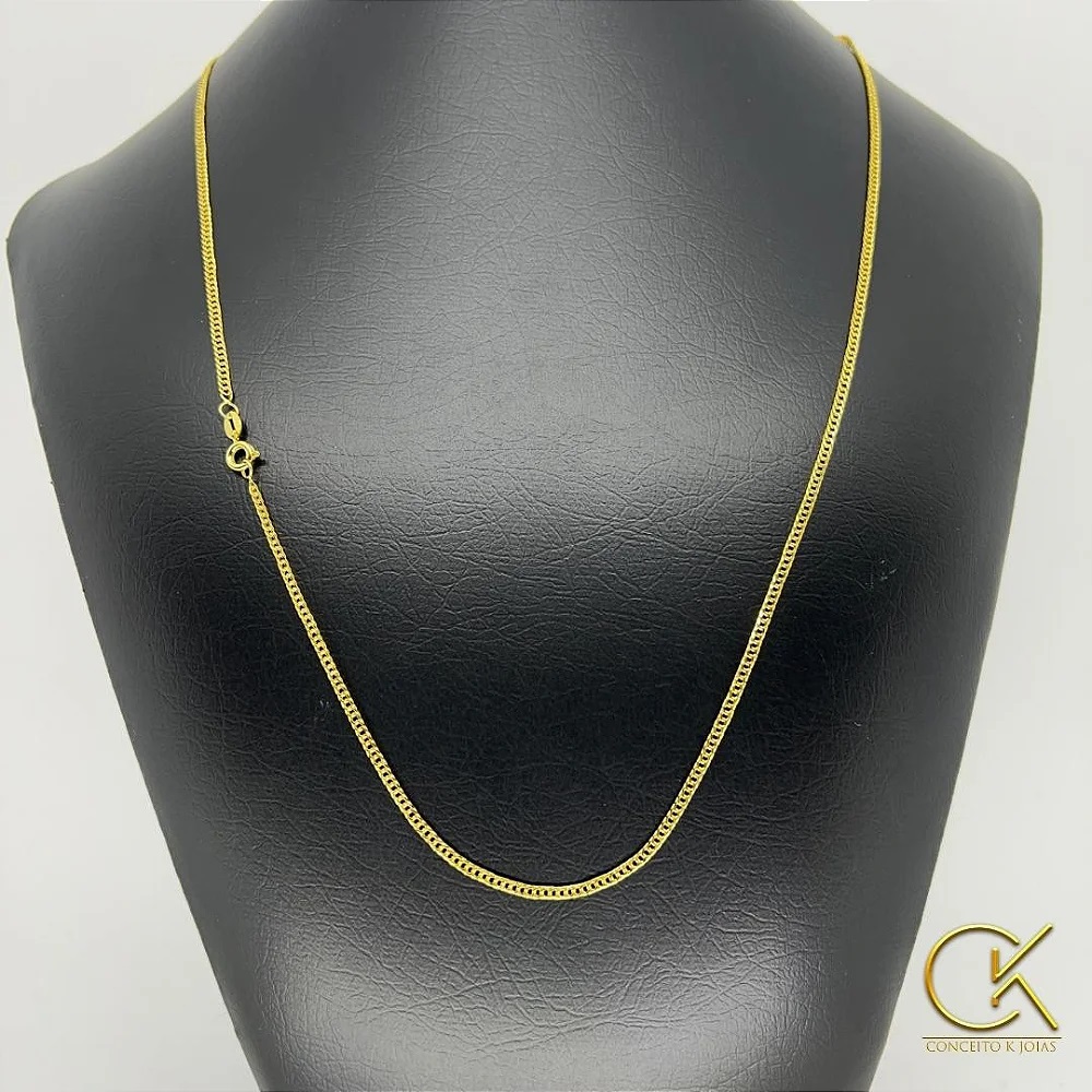Corrente Grumet Elo Chapado 2mm - Fecho Tradicional - 60 ou 70cm - Banhada a Ouro 18k; vapevaportabacaria.com